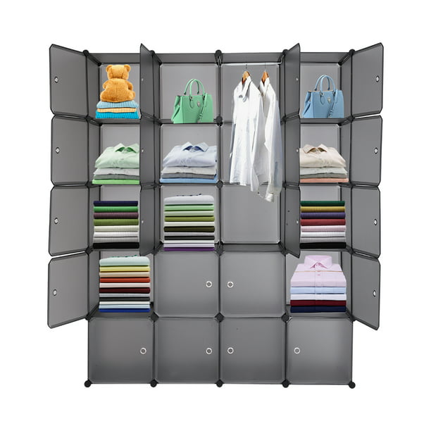 16 Cube Modular Closet Organizer Plastic Cabinet Wardrobe Cubby Shelving Storage
